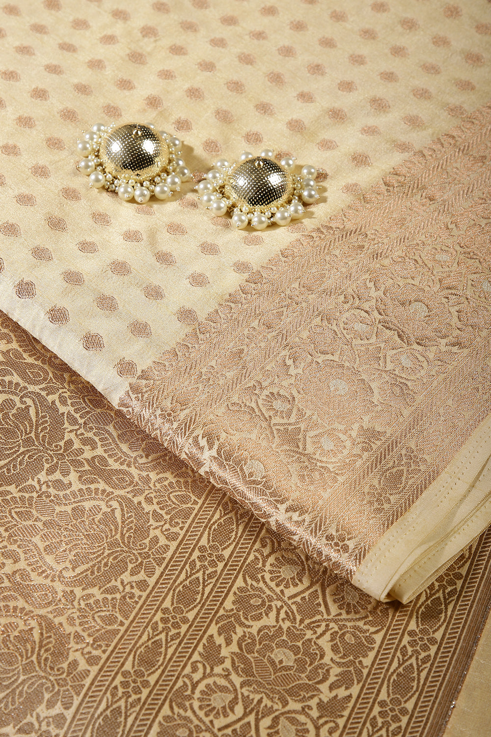 Cream Color Silk Woven Saree