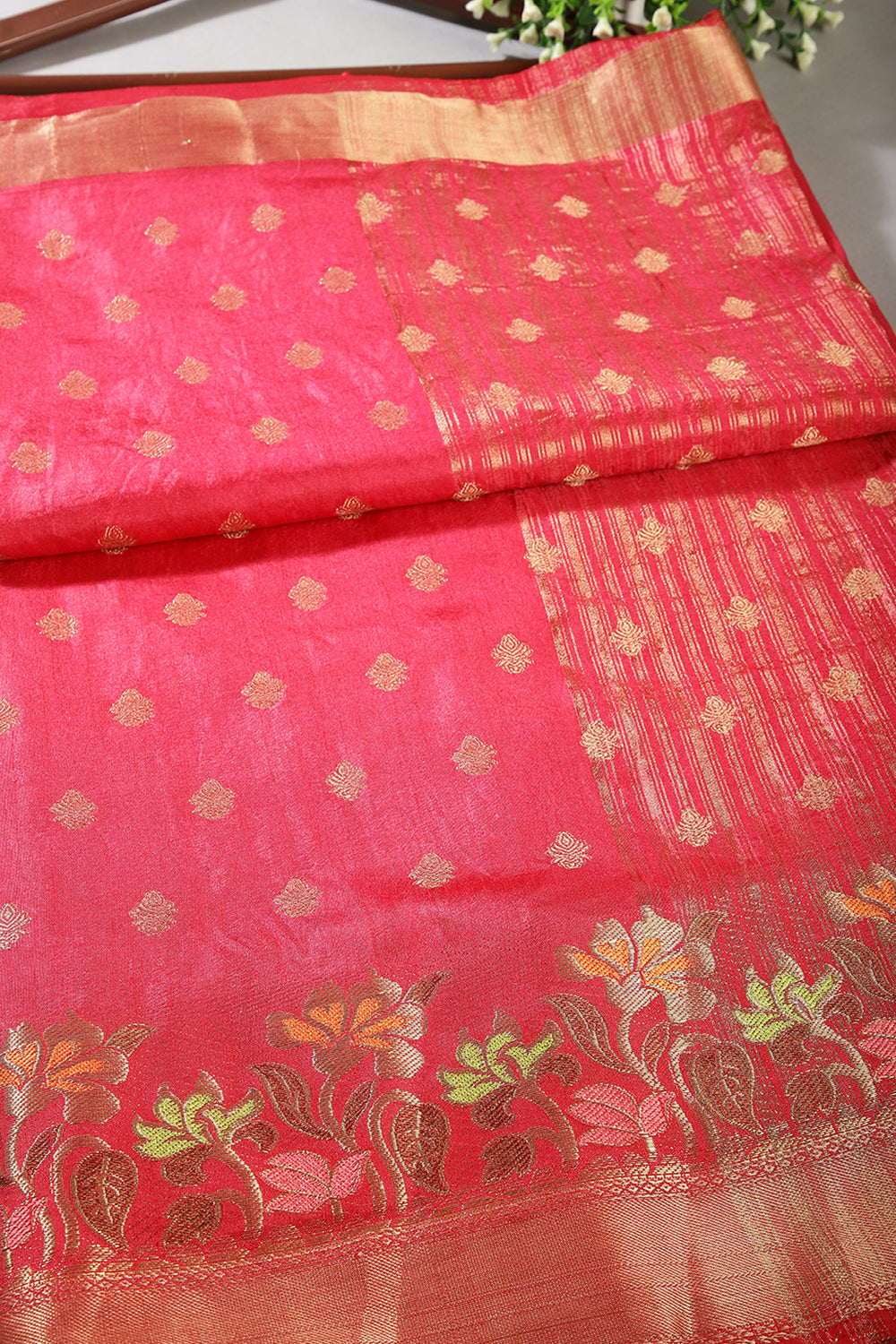 Valentine Red Color Silk Resham & Zari Woven Saree