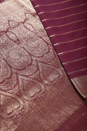 Burgundy Wine Color Georgette Saree with Zari Pinstripes