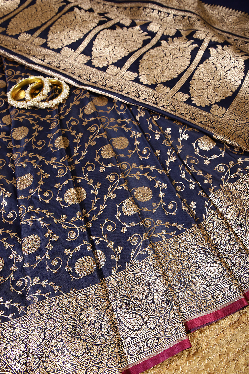 Navy Color Silk Banarasi Saree