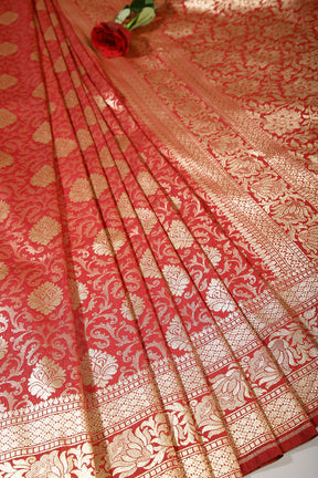 Maroon Banarsi Silk Woven Saree