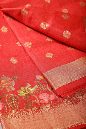 Red Color Silk Resham & Zari Woven Saree