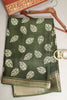 Green Color Block Printed Cotton Silk