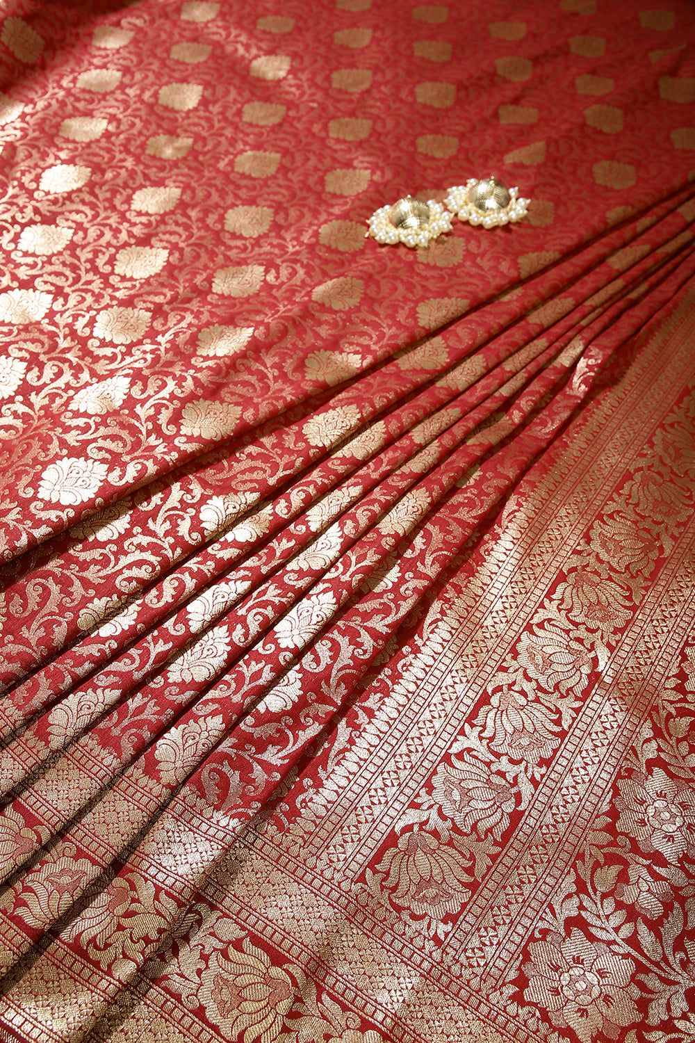 Maroon Banarsi Silk Woven Saree