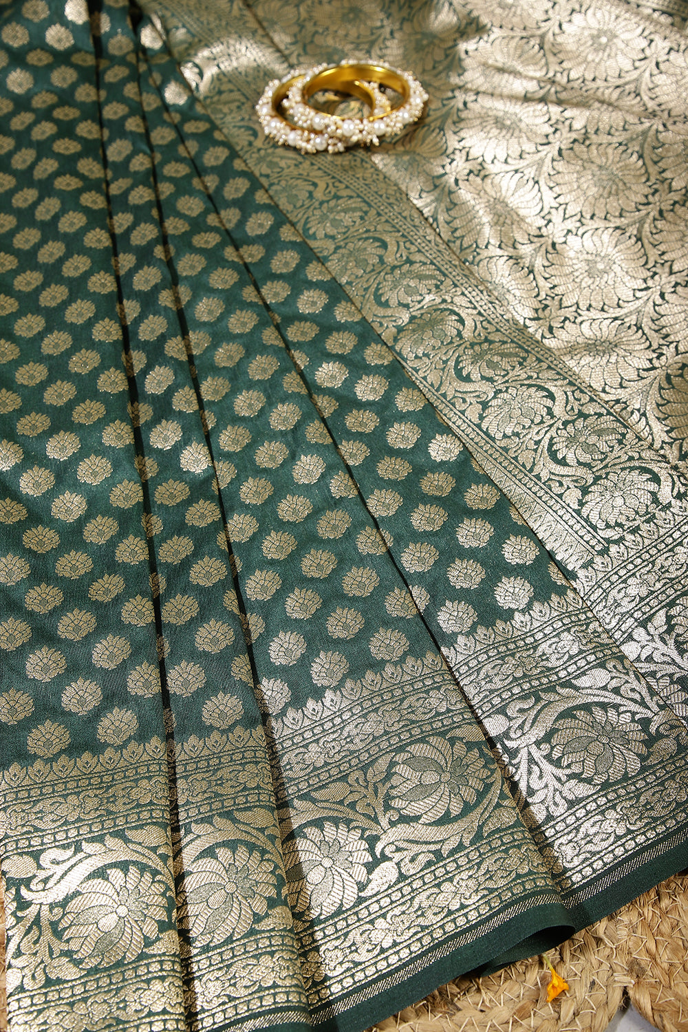 Lunar Green Colour Woven Silk Saree