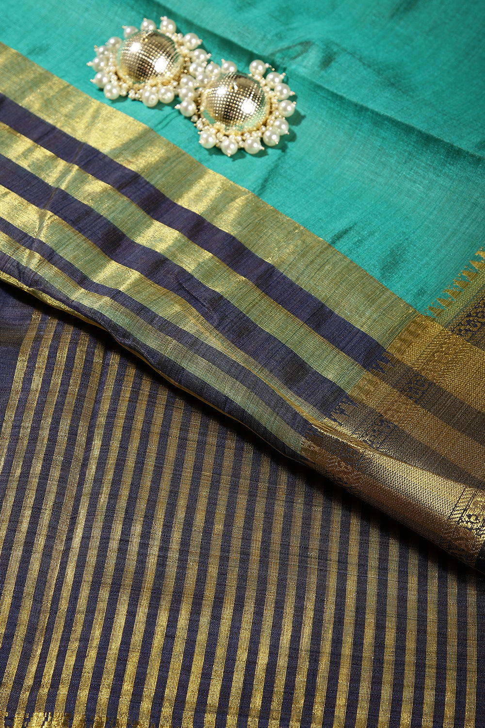 Fountain Blue Color Cotton Silk Saree