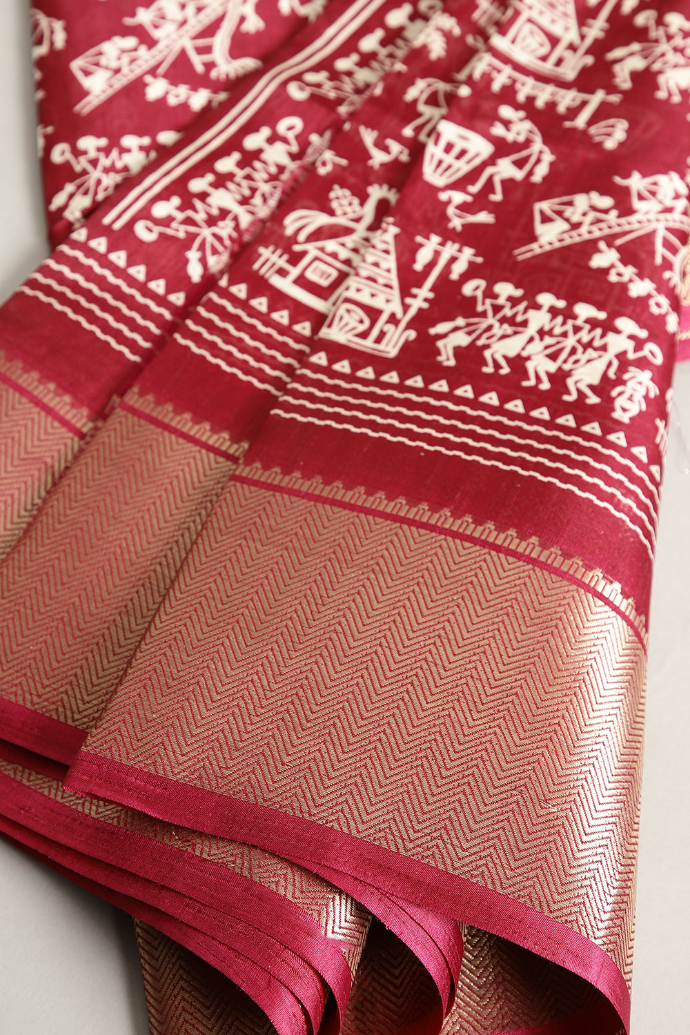 Burgundy Color Cotton Silk Printed Saree