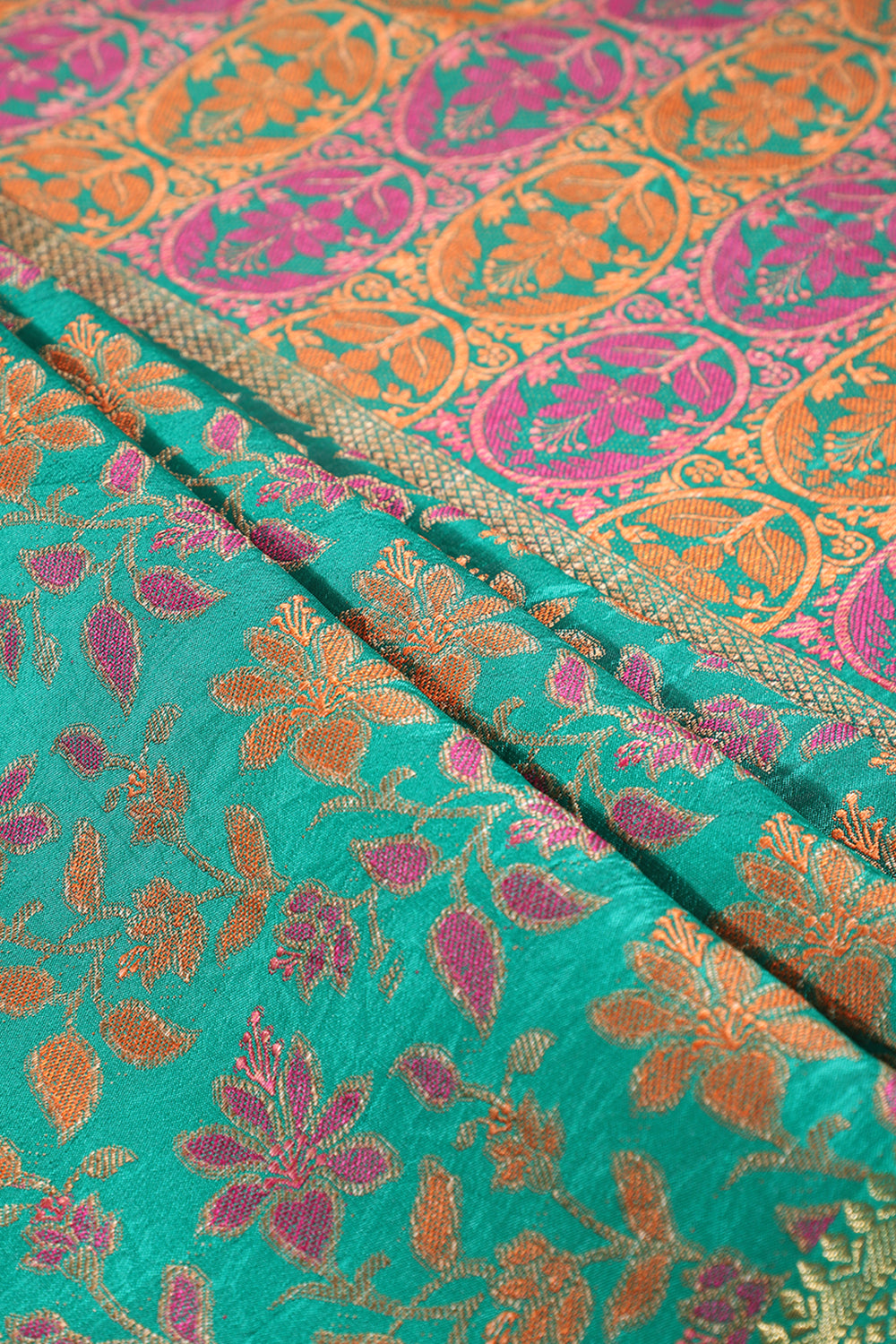Green Colour Tussar Woven Silk Saree
