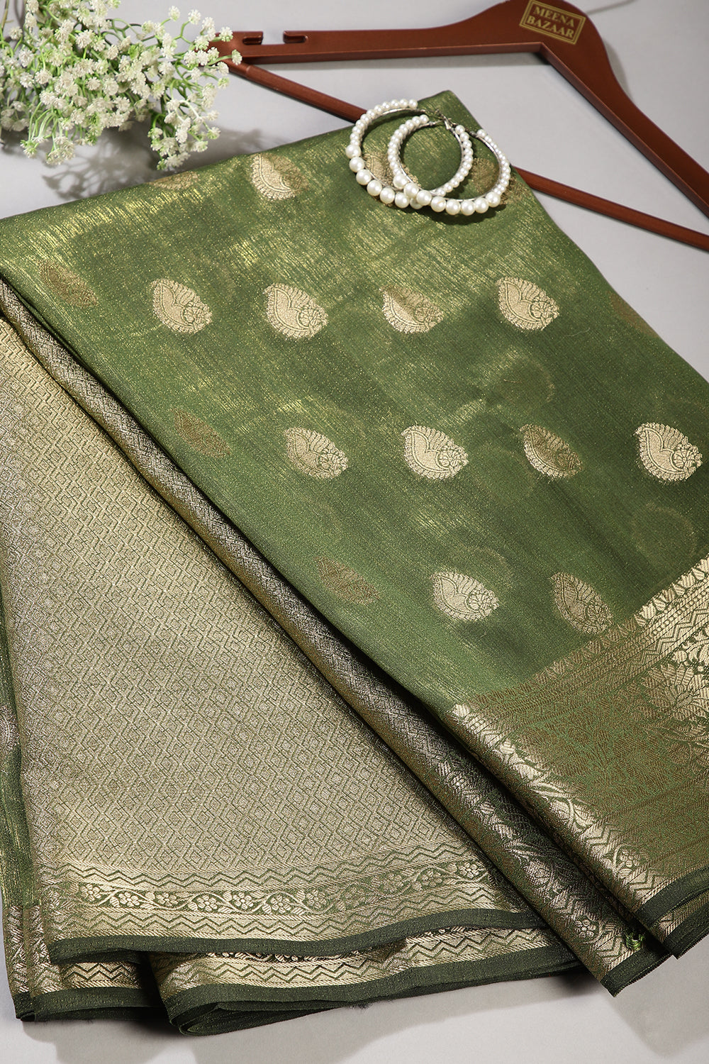 Hazel Green Color Cotton Silk Woven Saree