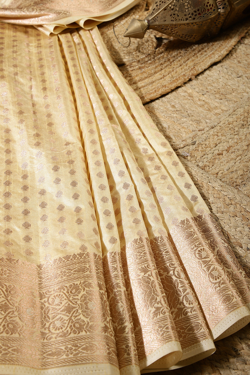 Cream Color Silk Woven Saree