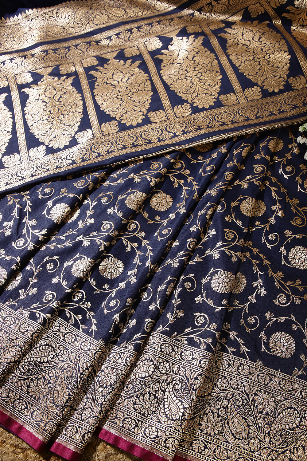 Navy Color Silk Banarasi Saree