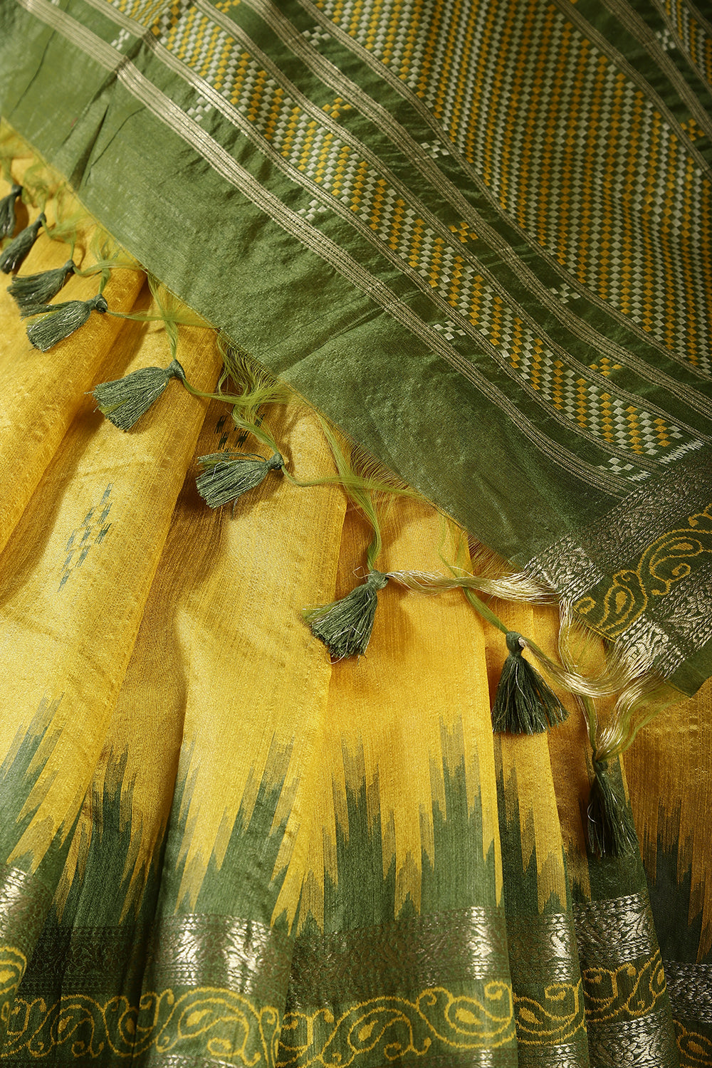 Mustard Color Chanderi Silk Woven Saree