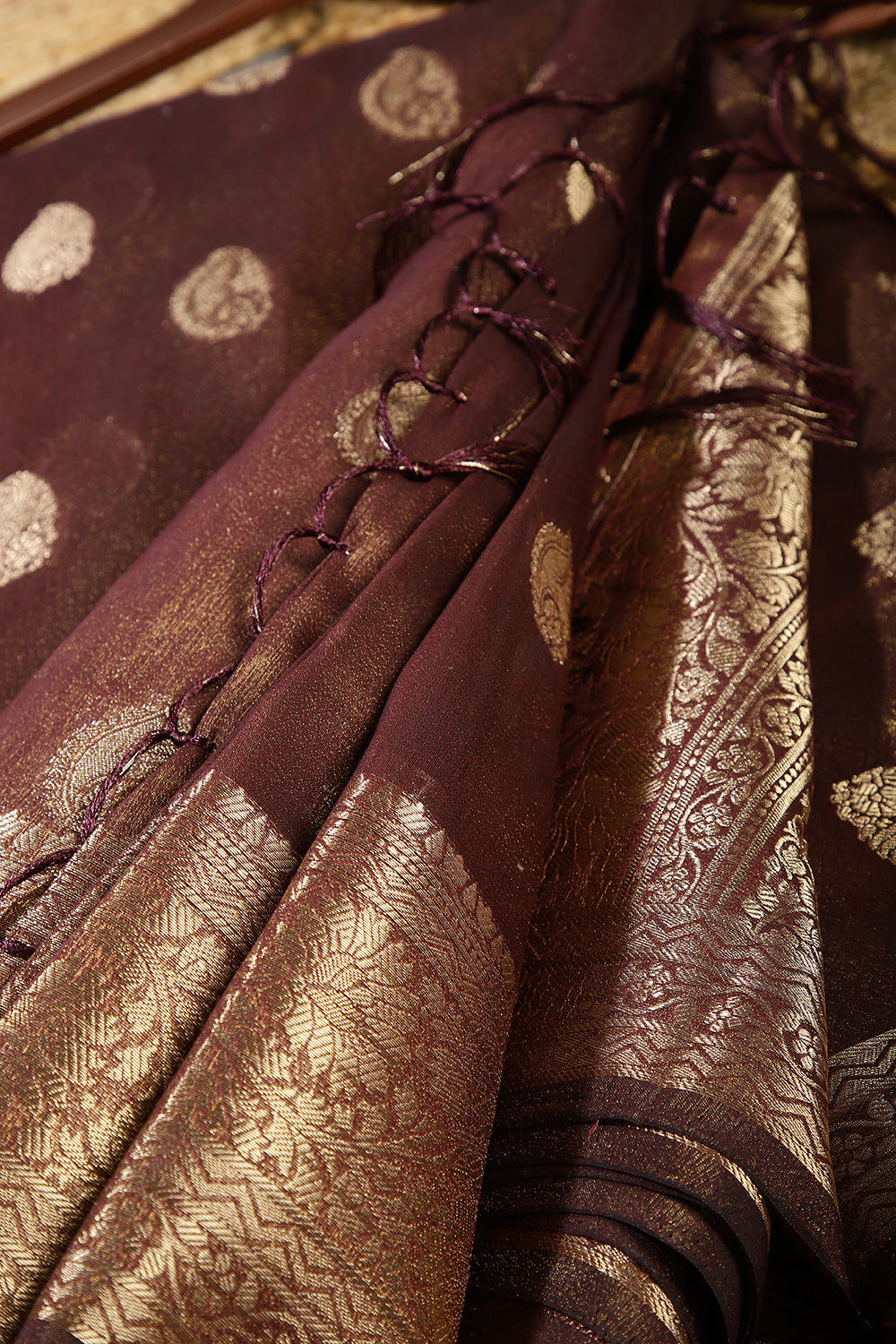 Brown Color Cotton Silk Woven Saree