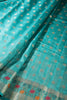 Teal Color Silk Resham & Zari Woven Saree