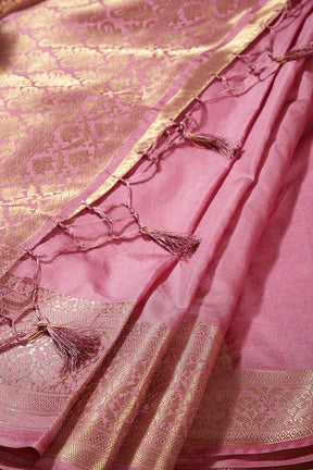 Muted Pink Colour Silk Woven Saree