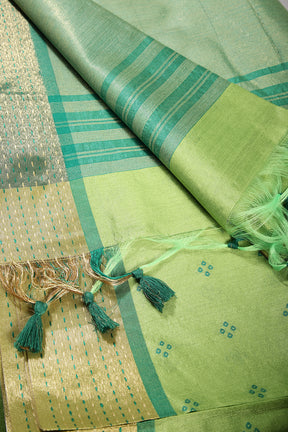 Pale Olive Colour Cotton Silk Printed Saree