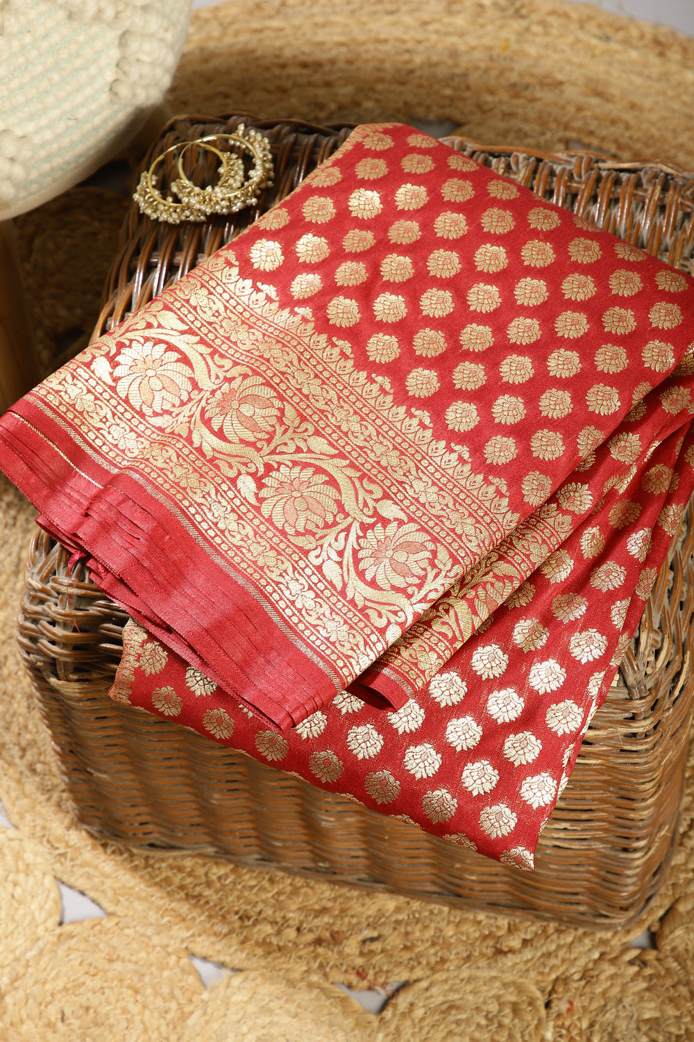 Maroon Colour Woven Silk Saree