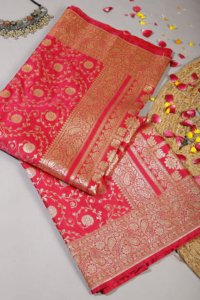 Magenta Pink Color Silk Banarasi Saree