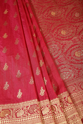 Burgundy Colour Mulberry Silk Woven Saree