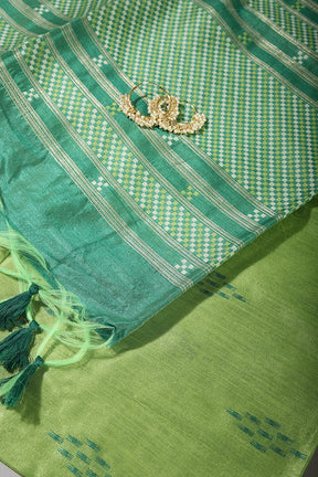 Light Olive Color Chanderi Silk Woven Saree