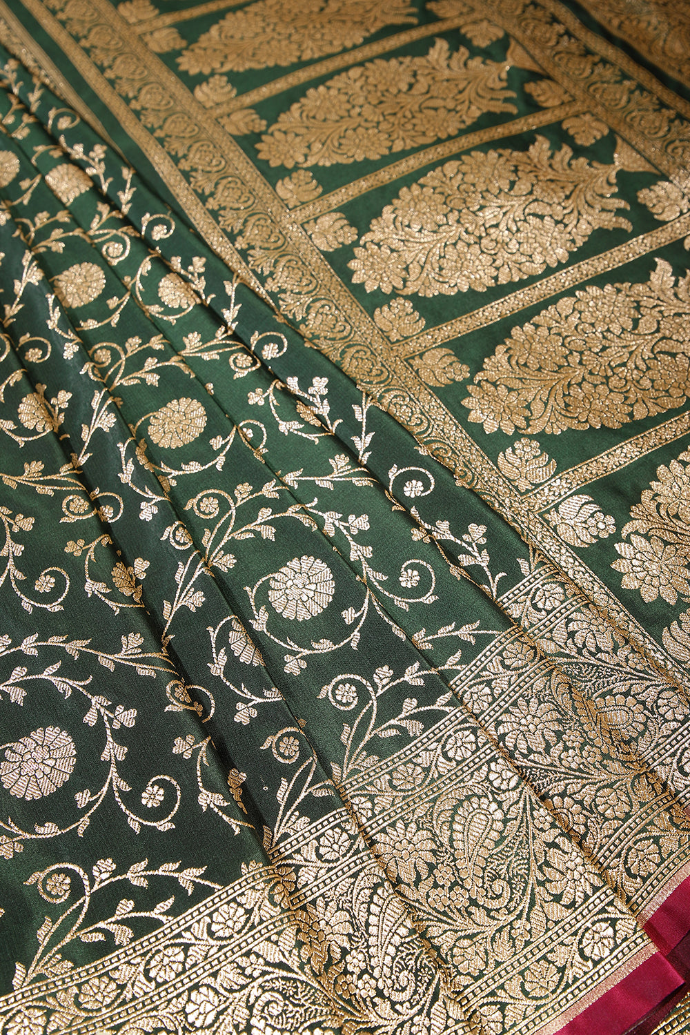 Bottle Green Color Silk Banarasi Saree