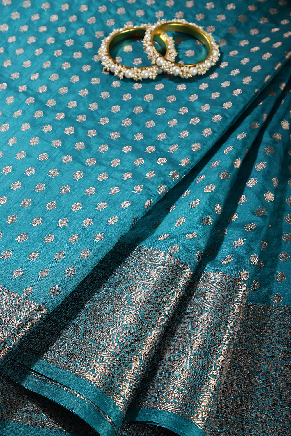 Blue Chill Color Silk Woven Saree