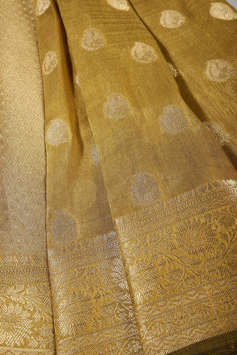 Luxor Gold Color Cotton Silk Woven Saree