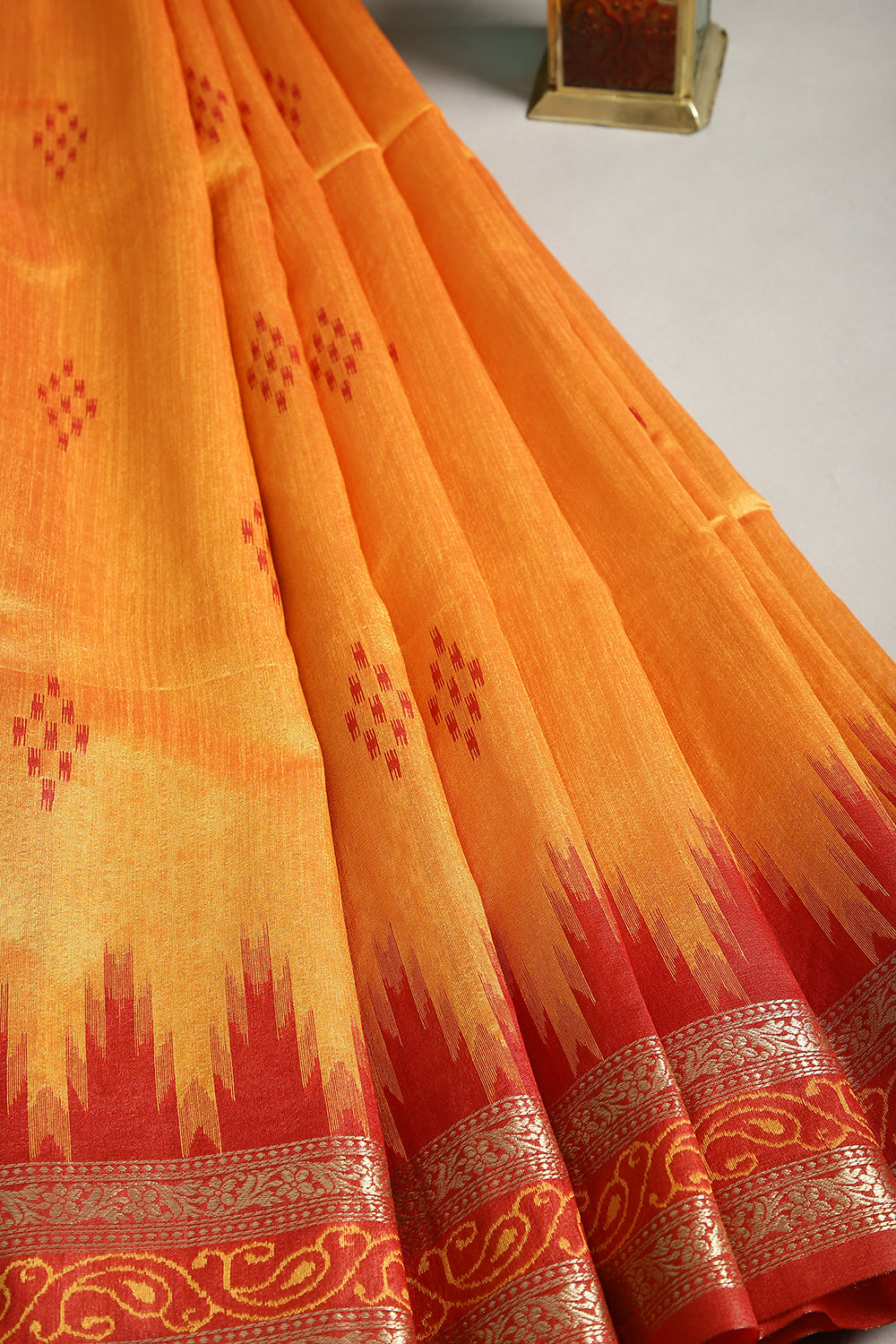 Orange Color Chanderi Silk Woven Saree