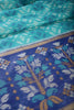 Mint Green & Blue Color Chanderi Cotton Woven Saree