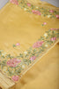 Pale Mustard Color Tussar Silk Floral Resham Embroidered Saree