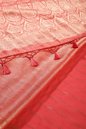 Carmine Pink Color Georgette Saree with Zari Pinstripes