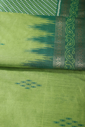 Light Olive Color Chanderi Silk Woven Saree