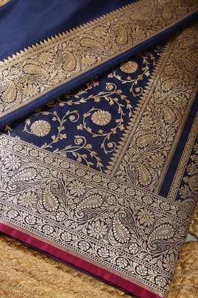 Navy Color Silk Banarasi Saree