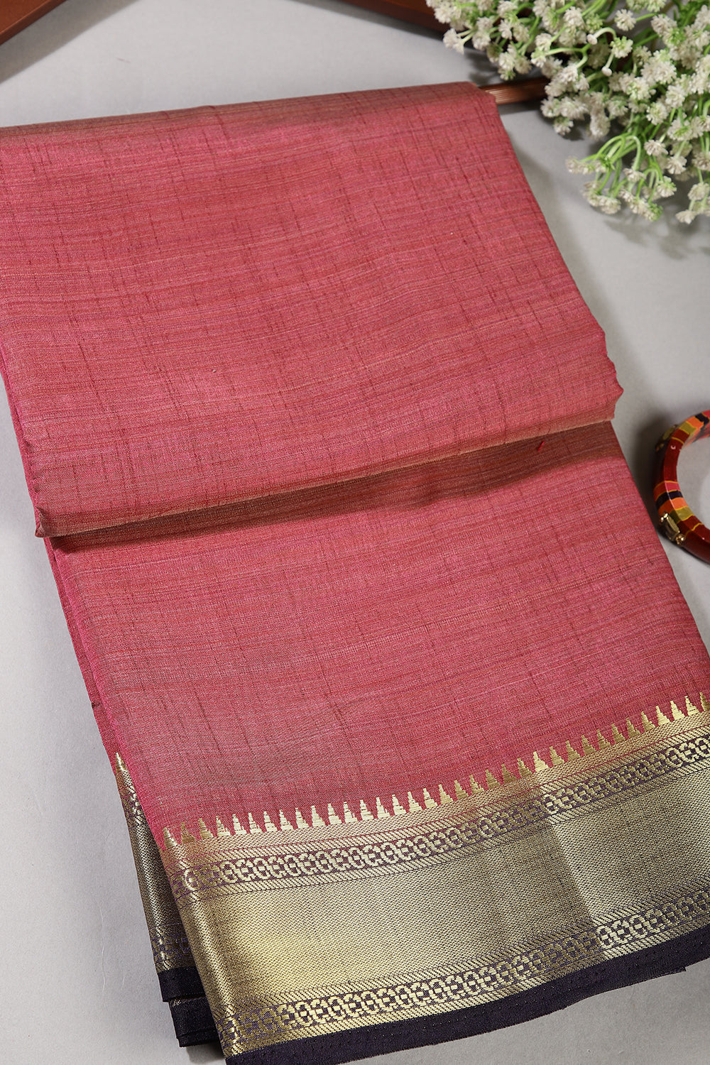 Dirty Pink Color Cotton Silk Saree