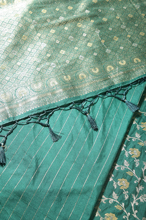 Bottle Green Color Zari Woven South Silk Saree