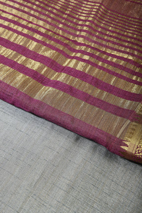 Dusty Grey Color Cotton Silk Saree