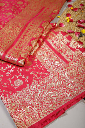 Magenta Pink Color Silk Banarasi Saree