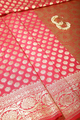 Valentine Red Colour Woven Silk Saree