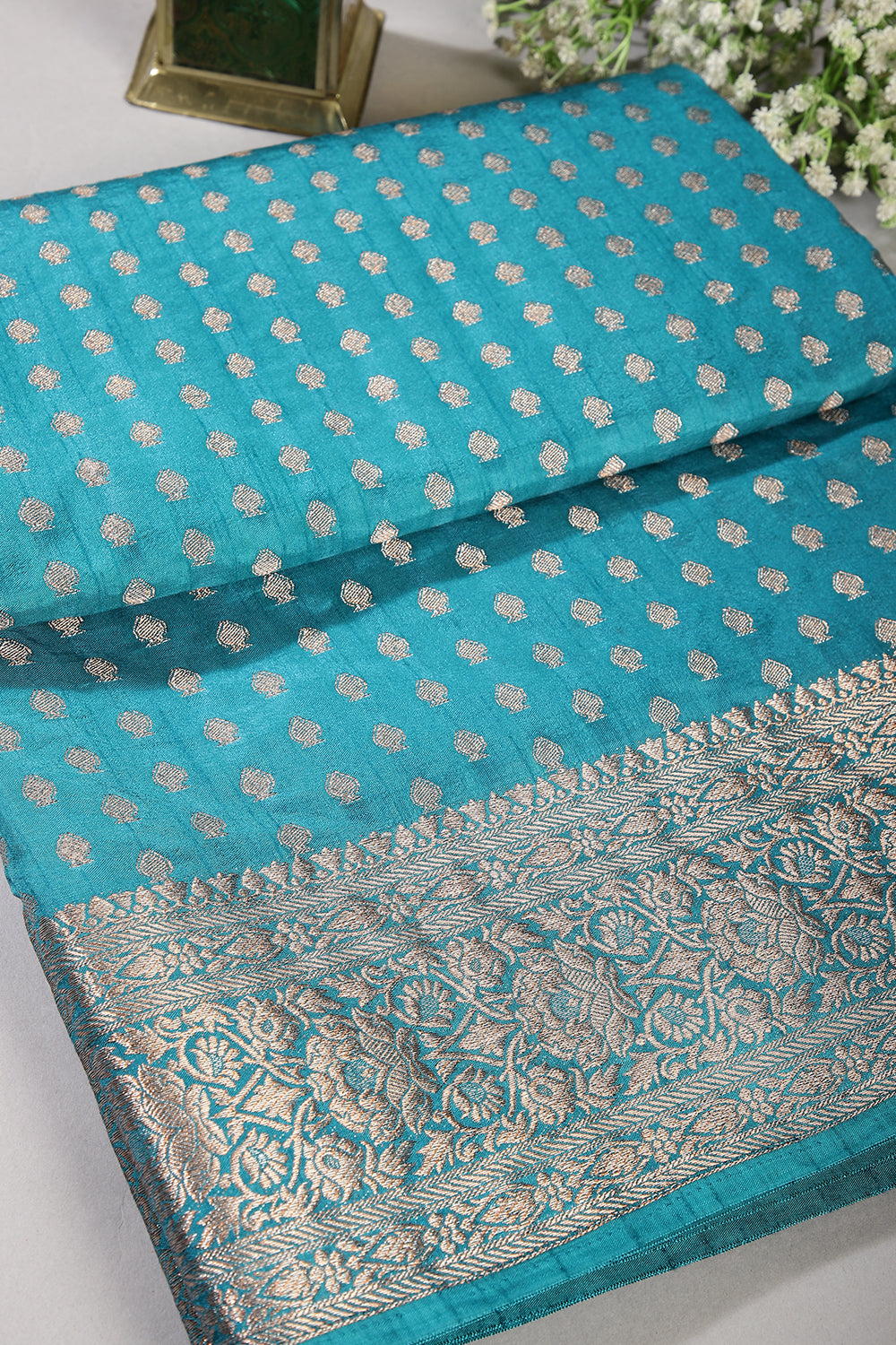 Blue Chill Color Silk Woven Saree