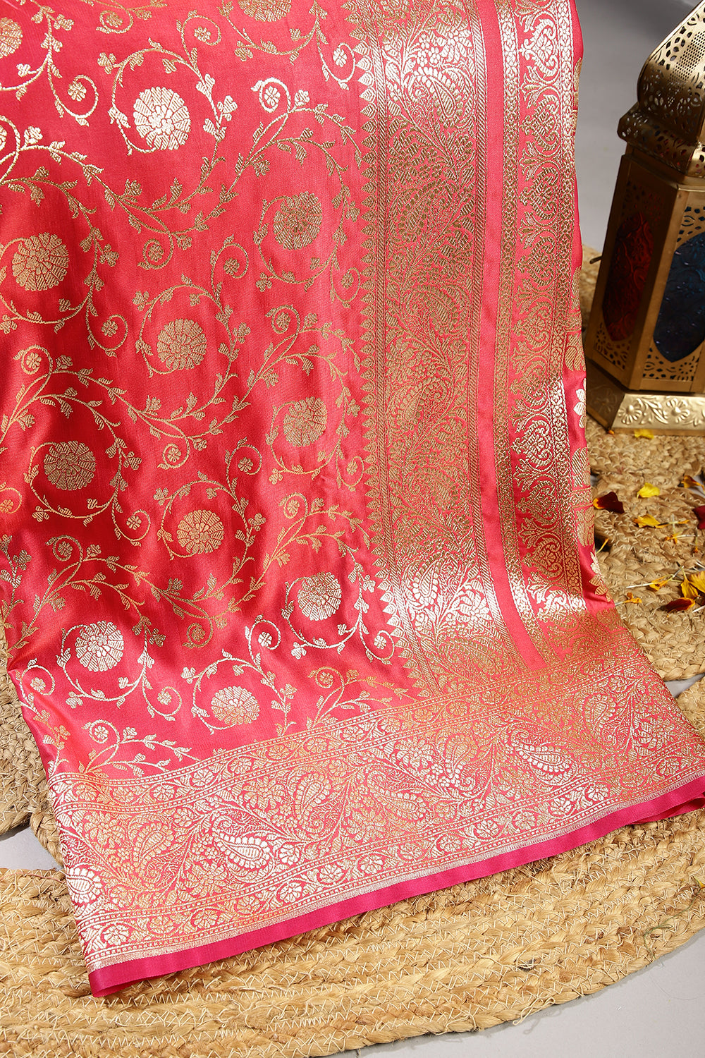 Valentine Red Color Silk Banarasi Saree