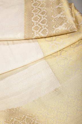 Cream Colour Silk Woven Saree