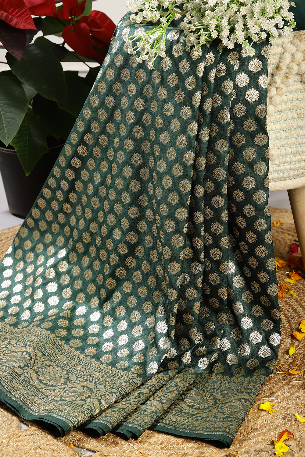 Lunar Green Colour Woven Silk Saree