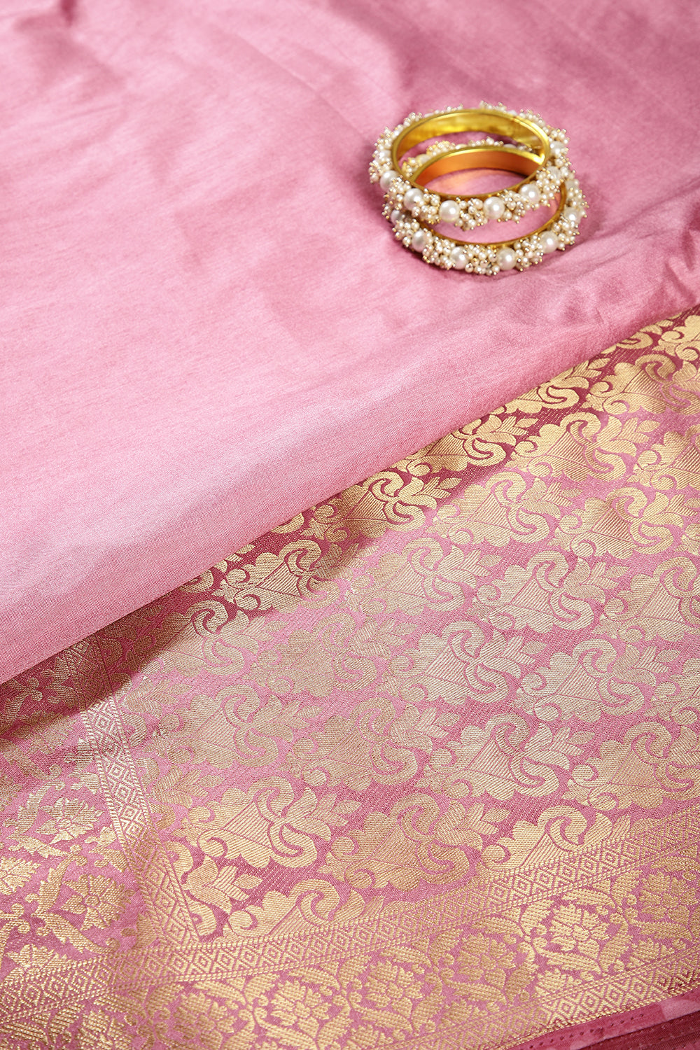 Muted Pink Colour Silk Woven Saree