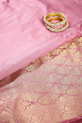 Muted Pink Colour Silk Woven Saree