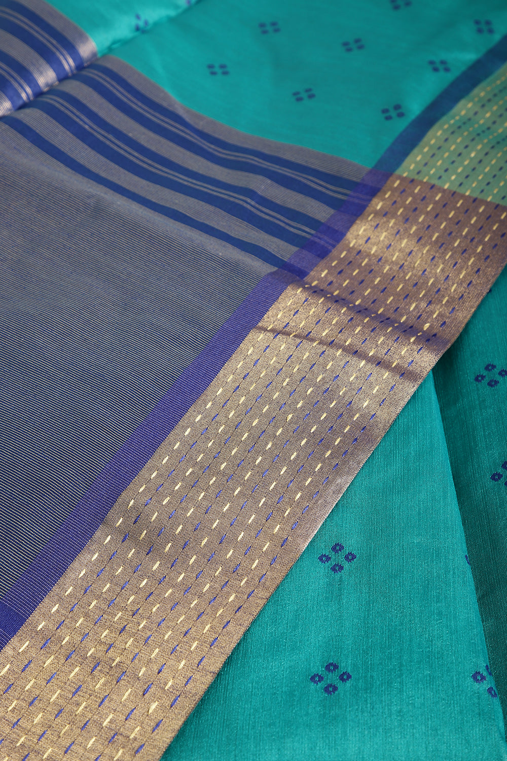 Dark Aqua Color Cotton Silk Printed Saree