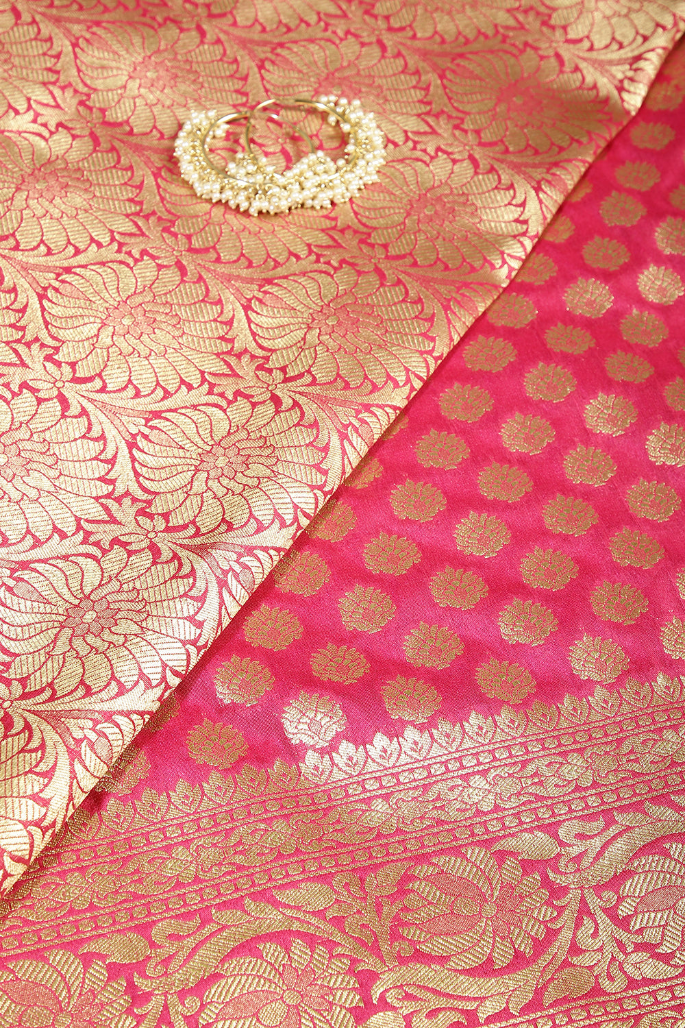 Magenta Pink Colour Woven Silk Saree