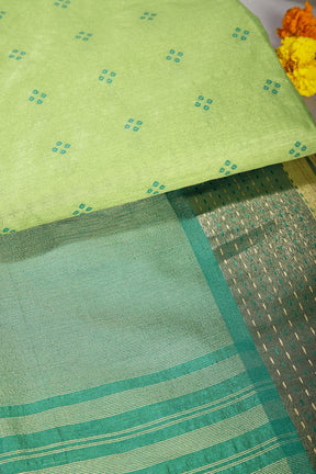 Pale Olive Colour Cotton Silk Printed Saree