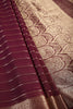 Burgundy Wine Color Georgette Saree with Zari Pinstripes