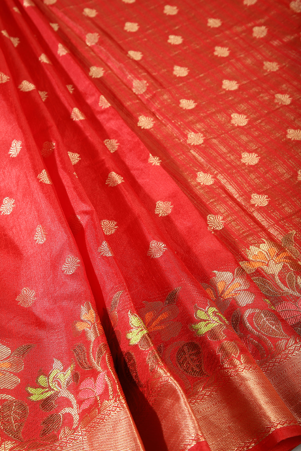 Red Color Silk Resham & Zari Woven Saree