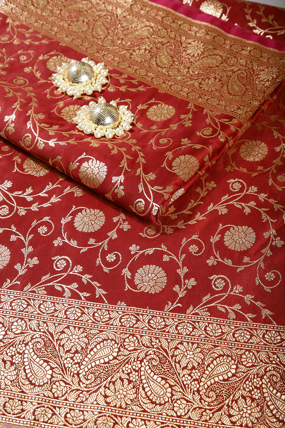 Maroon Color Silk Banarasi Saree